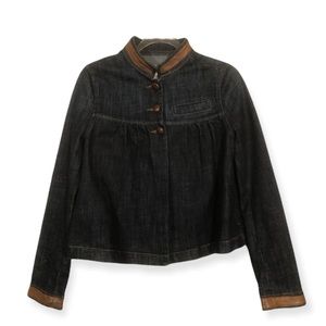 LaRok‎ Leather Trimmed Denim Jacket Sz. XS